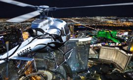 in helicopter above Vegas
