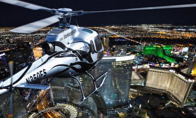 in helicopter above Vegas